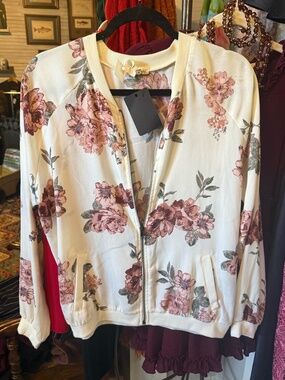 Floral Zip Up Bomber Jacket